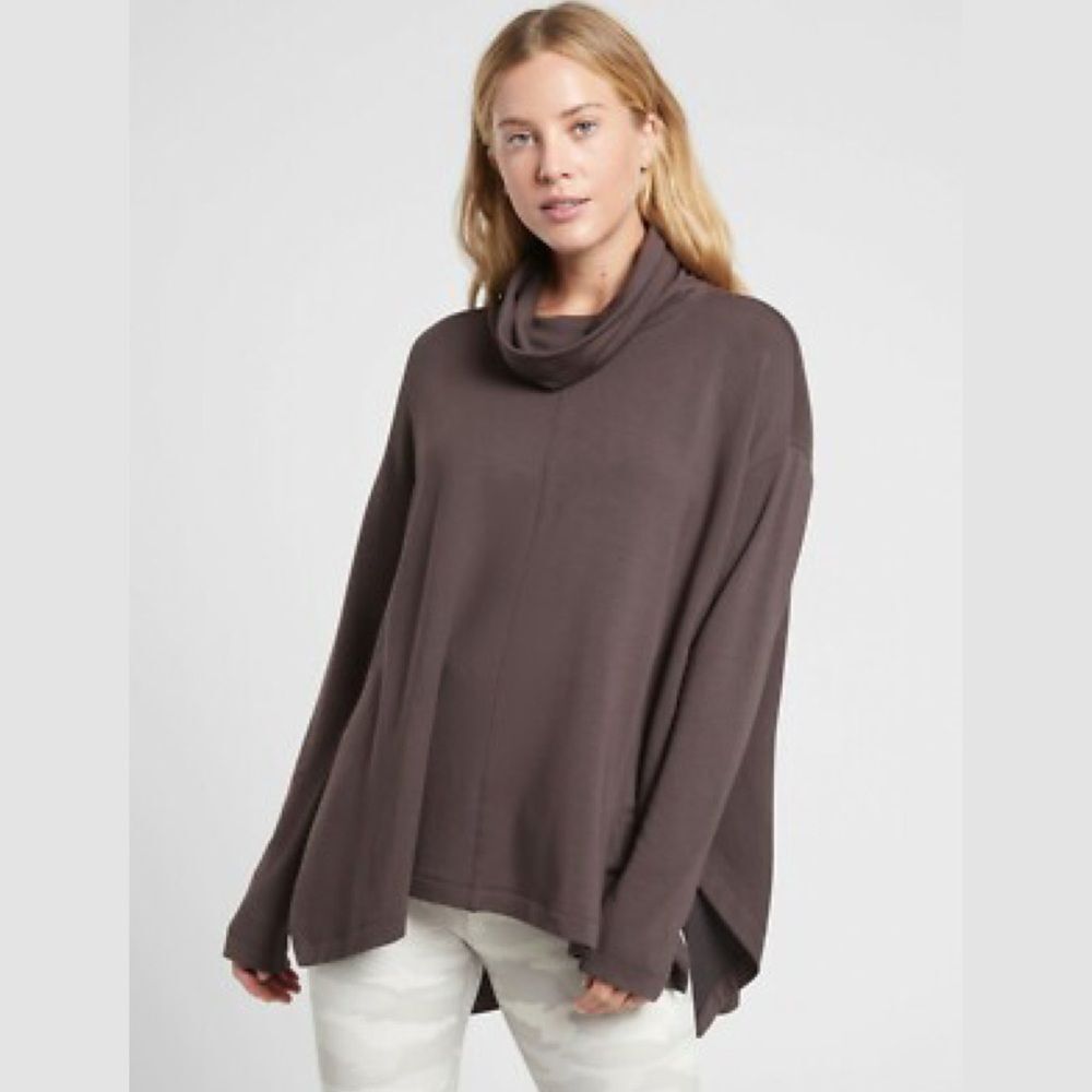 Athleta Ethereal Brushed Funnel Neck Sweatshirt in Shale | Size XS